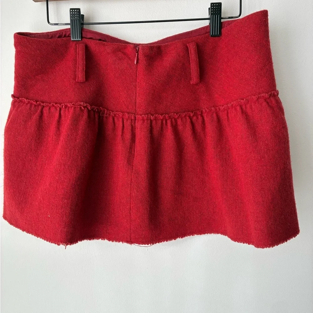 Vintage American Eagle Skirt Women’s 8 Low Rise Micro Mini Skirt Red Ruffled Y2K